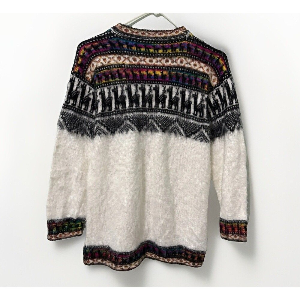 Alphaca Fair Isle Knit Sweater Multicolor Llama Print Sz M-L Nordic Unisex - Picture 7 of 7